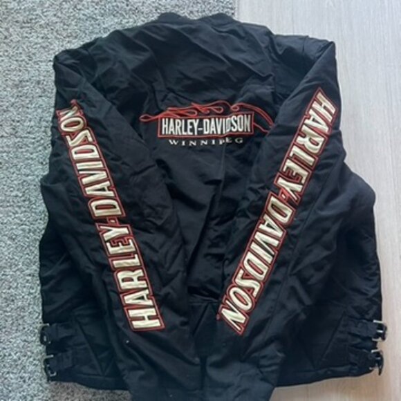 Harley Davidson Jacket Men’s Nylon Bar & Shield Belted Large Biking Motorcycle - Picture 7 of 9